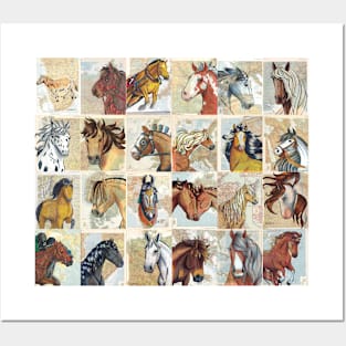 Horses of the World Pattern Posters and Art